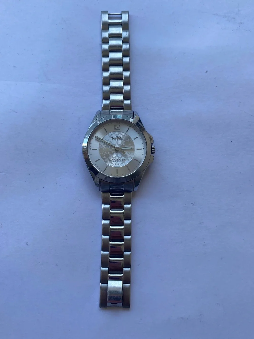 COACH Silver Stainless Steel Signature C Dial Horse Carriage Watch Y2K Preppy